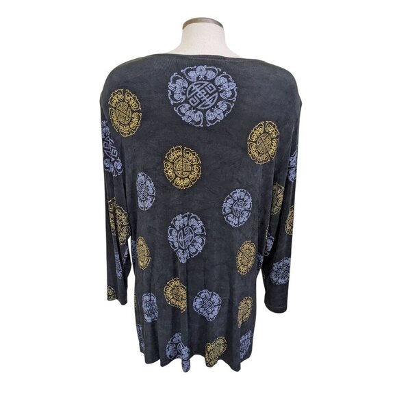Vintage Picadilly Plus Womens 2X Top Small Black Slinky Knit Long Sleeve Travel - Picture 3 of 5